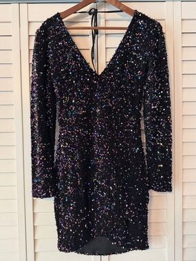 Betsey Johnson Lorelai Sequin Long Sleeve Dress - Size S
